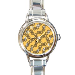 Abstract Shapes Links Design Round Italian Charm Watch by Nexatart