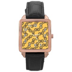 Abstract Shapes Links Design Rose Gold Leather Watch  by Nexatart