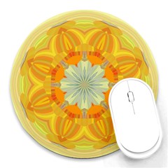 Sunshine Sunny Sun Abstract Yellow Round Mousepads by Nexatart