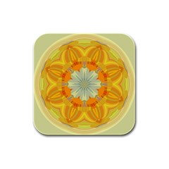 Sunshine Sunny Sun Abstract Yellow Rubber Square Coaster (4 Pack)  by Nexatart