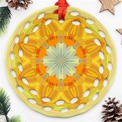 Sunshine Sunny Sun Abstract Yellow Ornament (round Filigree) by Nexatart