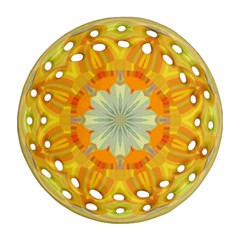 Sunshine Sunny Sun Abstract Yellow Round Filigree Ornament (two Sides) by Nexatart