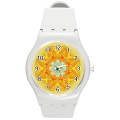 Sunshine Sunny Sun Abstract Yellow Round Plastic Sport Watch (m) by Nexatart