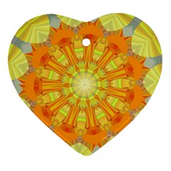 Sunshine Sunny Sun Abstract Yellow Ornament (heart) by Nexatart