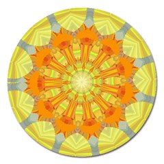 Sunshine Sunny Sun Abstract Yellow Magnet 5  (round) by Nexatart