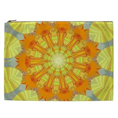 Sunshine Sunny Sun Abstract Yellow Cosmetic Bag (xxl)  by Nexatart