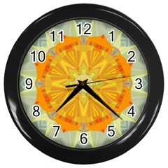 Sunshine Sunny Sun Abstract Yellow Wall Clocks (black) by Nexatart