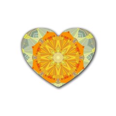 Sunshine Sunny Sun Abstract Yellow Heart Coaster (4 Pack)  by Nexatart