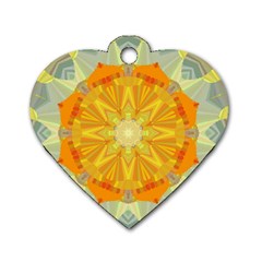 Sunshine Sunny Sun Abstract Yellow Dog Tag Heart (two Sides) by Nexatart