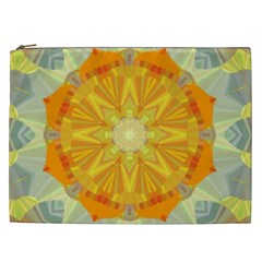 Sunshine Sunny Sun Abstract Yellow Cosmetic Bag (xxl)  by Nexatart