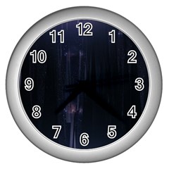 Abstract Dark Stylish Background Wall Clocks (Silver) 