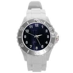 Abstract Dark Stylish Background Round Plastic Sport Watch (L)