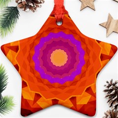 Mandala Orange Pink Bright Ornament (star) by Nexatart