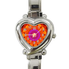 Mandala Orange Pink Bright Heart Italian Charm Watch by Nexatart