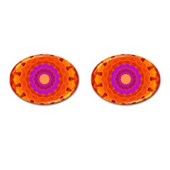 Mandala Orange Pink Bright Cufflinks (oval) by Nexatart