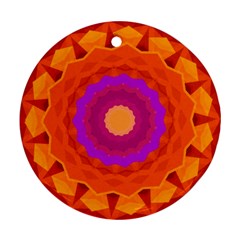 Mandala Orange Pink Bright Round Ornament (two Sides) by Nexatart