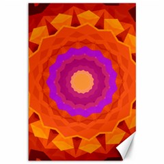 Mandala Orange Pink Bright Canvas 12  X 18   by Nexatart