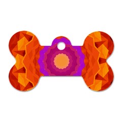 Mandala Orange Pink Bright Dog Tag Bone (two Sides) by Nexatart