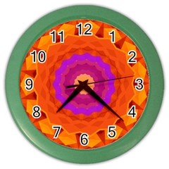 Mandala Orange Pink Bright Color Wall Clocks by Nexatart