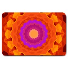 Mandala Orange Pink Bright Large Doormat  by Nexatart