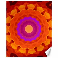 Mandala Orange Pink Bright Canvas 11  X 14   by Nexatart