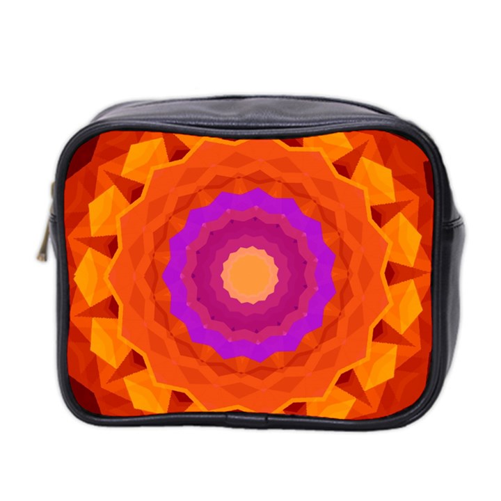 Mandala Orange Pink Bright Mini Toiletries Bag 2-Side