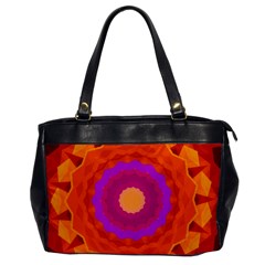 Mandala Orange Pink Bright Office Handbags by Nexatart