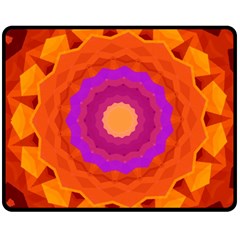 Mandala Orange Pink Bright Fleece Blanket (medium)  by Nexatart