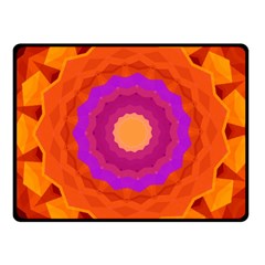 Mandala Orange Pink Bright Fleece Blanket (small) by Nexatart