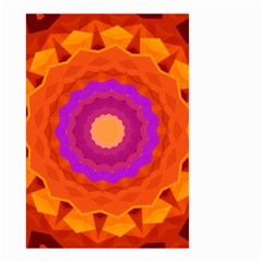 Mandala Orange Pink Bright Small Garden Flag (two Sides) by Nexatart