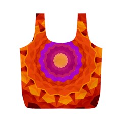 Mandala Orange Pink Bright Full Print Recycle Bags (m)  by Nexatart