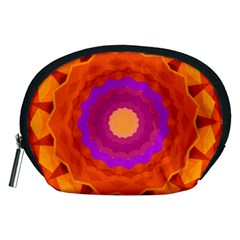 Mandala Orange Pink Bright Accessory Pouches (medium)  by Nexatart