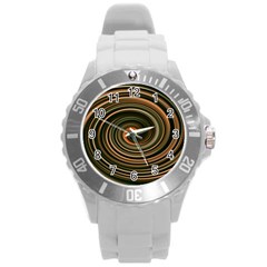 Strudel Spiral Eddy Background Round Plastic Sport Watch (l) by Nexatart