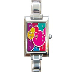 Paint Circle Red Pink Yellow Blue Green Polka Rectangle Italian Charm Watch by Mariart