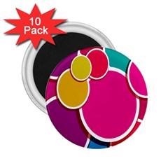 Paint Circle Red Pink Yellow Blue Green Polka 2 25  Magnets (10 Pack)  by Mariart