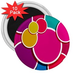 Paint Circle Red Pink Yellow Blue Green Polka 3  Magnets (10 Pack)  by Mariart