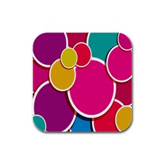 Paint Circle Red Pink Yellow Blue Green Polka Rubber Square Coaster (4 Pack)  by Mariart