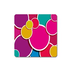 Paint Circle Red Pink Yellow Blue Green Polka Square Magnet