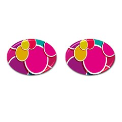 Paint Circle Red Pink Yellow Blue Green Polka Cufflinks (oval)