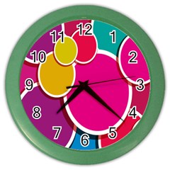 Paint Circle Red Pink Yellow Blue Green Polka Color Wall Clocks by Mariart