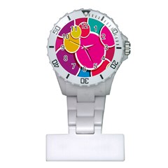 Paint Circle Red Pink Yellow Blue Green Polka Plastic Nurses Watch by Mariart