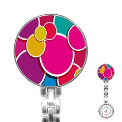 Paint Circle Red Pink Yellow Blue Green Polka Stainless Steel Nurses Watch by Mariart