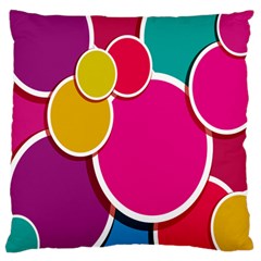 Paint Circle Red Pink Yellow Blue Green Polka Large Flano Cushion Case (one Side) by Mariart