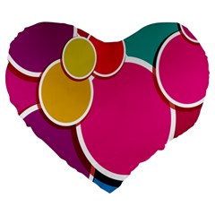 Paint Circle Red Pink Yellow Blue Green Polka Large 19  Premium Flano Heart Shape Cushions by Mariart