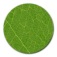 Green Leaf Line Round Mousepads by Mariart