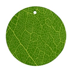 Green Leaf Line Ornament (round) by Mariart