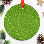 Green Leaf Line Ornament (Round) Front