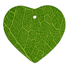 Green Leaf Line Ornament (heart) by Mariart