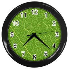 Green Leaf Line Wall Clocks (black)