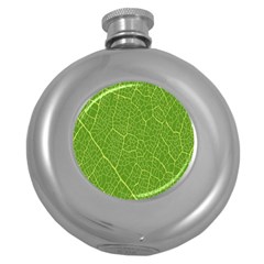 Green Leaf Line Round Hip Flask (5 Oz)